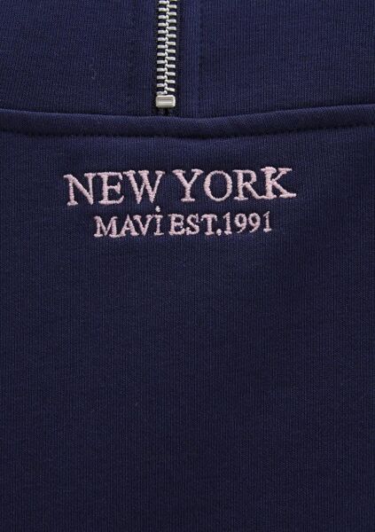 MAVİ YARIM FERMUARLI KADIN SWEATSHIRT